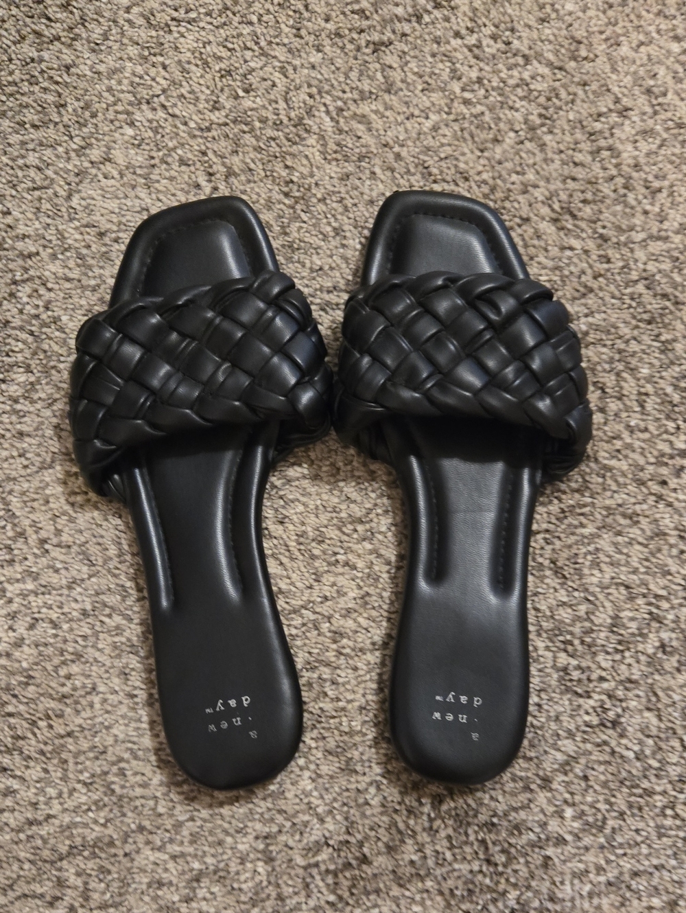a new day Black Braided Slide Sandals